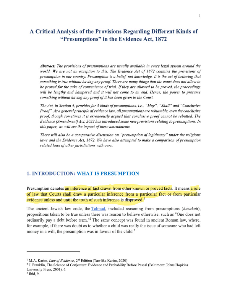 Types of Legal Presumptions Explained | PDF