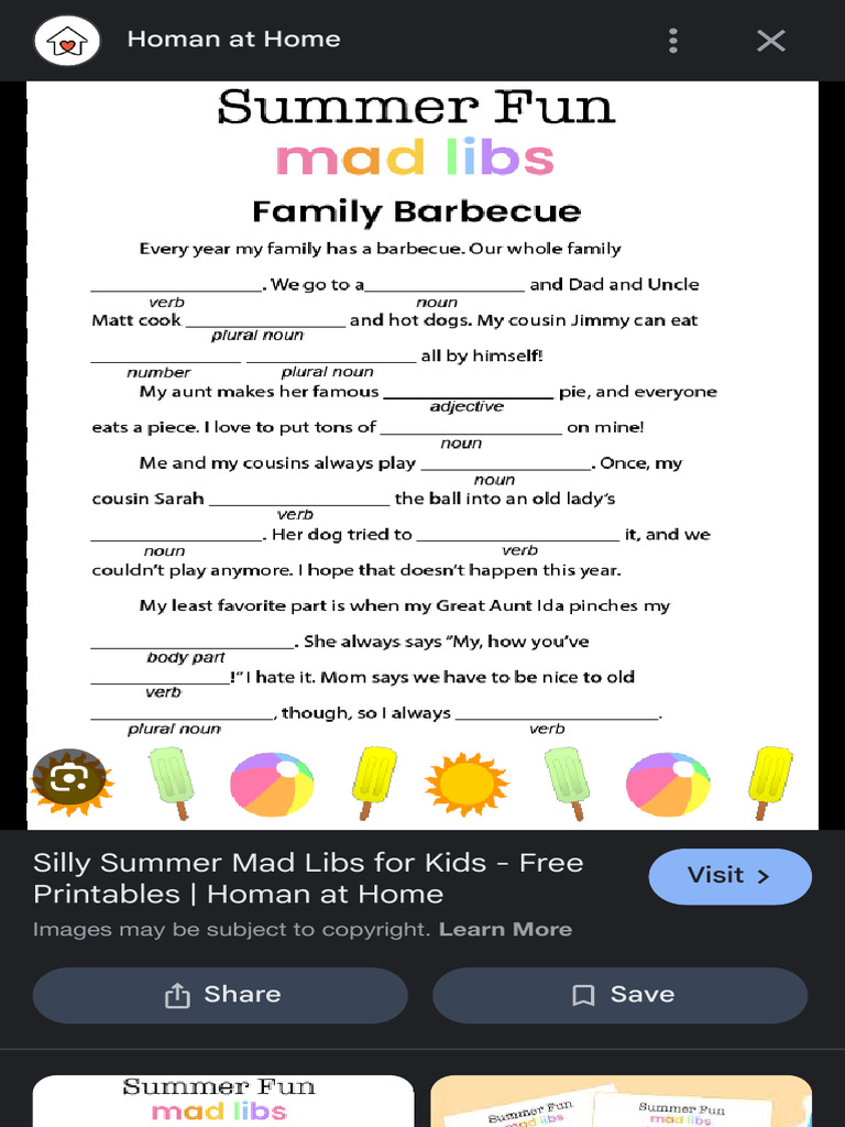 Mad Libs Kids - Google Search | PDF