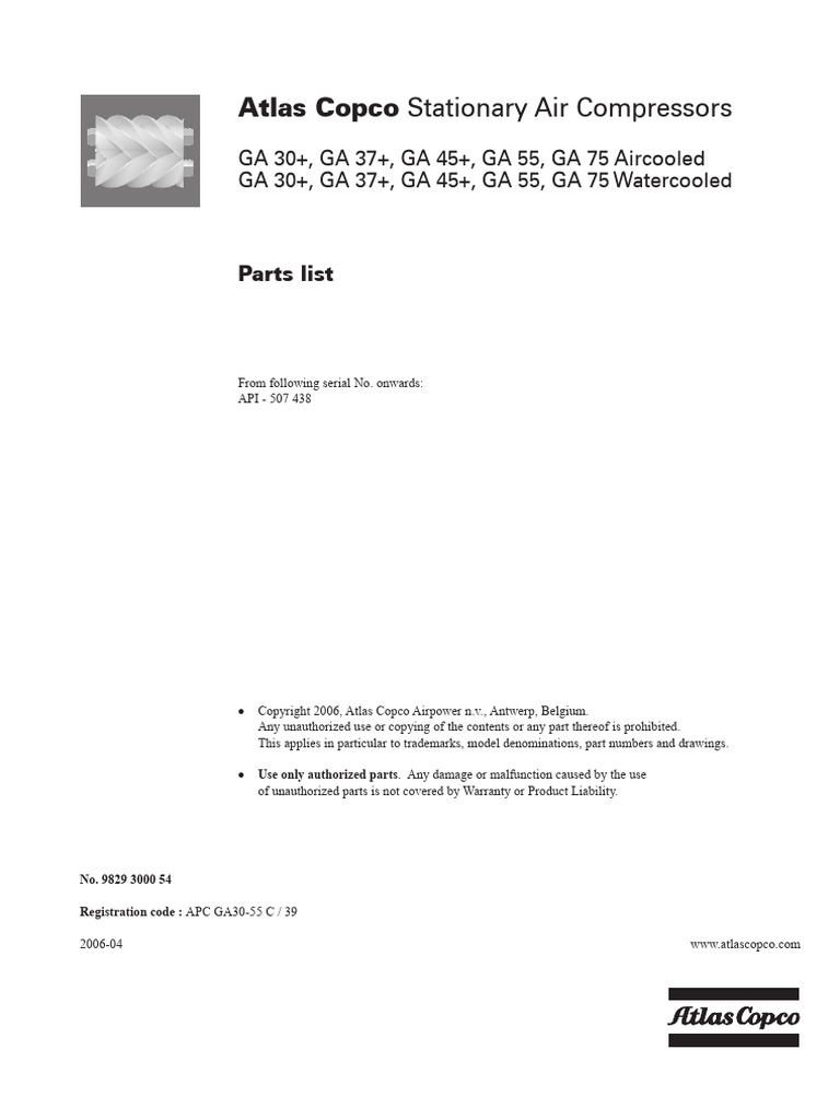 Atlas Copco: Stationary Air Compressors | PDF | Washer (Hardware) | Piston