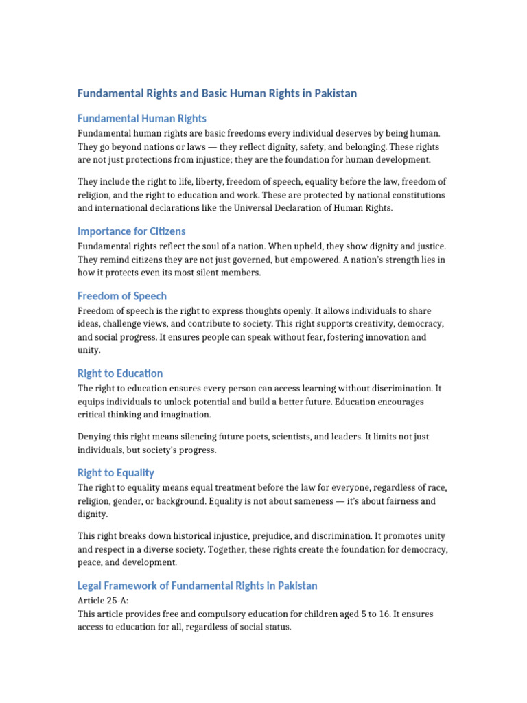 Fundamental Rights Condensed | PDF | Social Equality | Freedom Of Speech