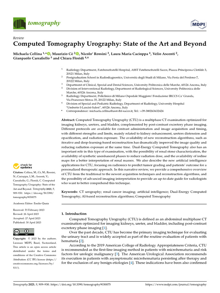 CT Urography: Techniques and Innovations | PDF | Ct Scan | Medical Imaging