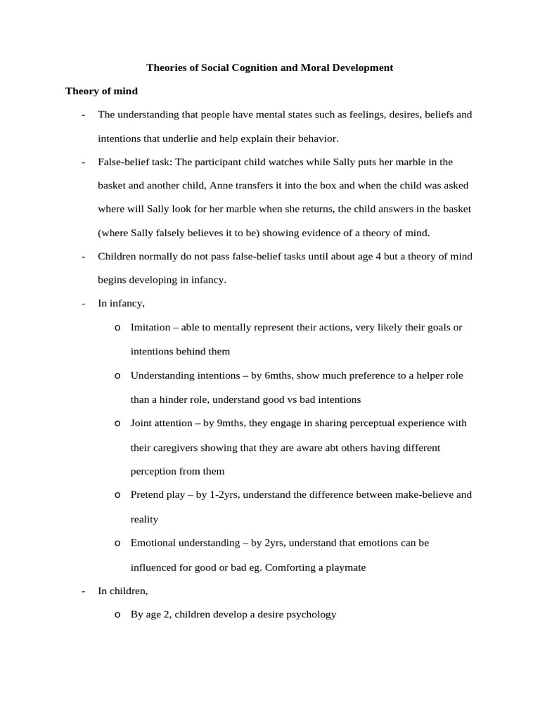 Stages of Theory of Mind Development | PDF | Theory Of Mind | Mind