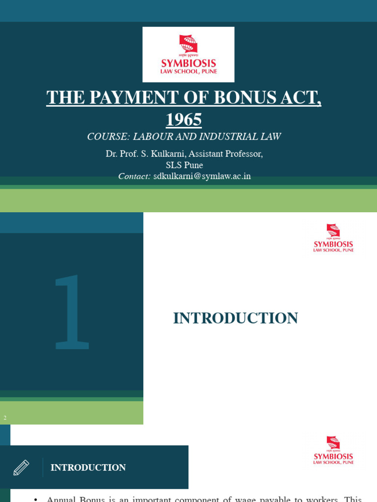 Overview of Payment of Bonus Act 1965 | PDF | Salary | Employment