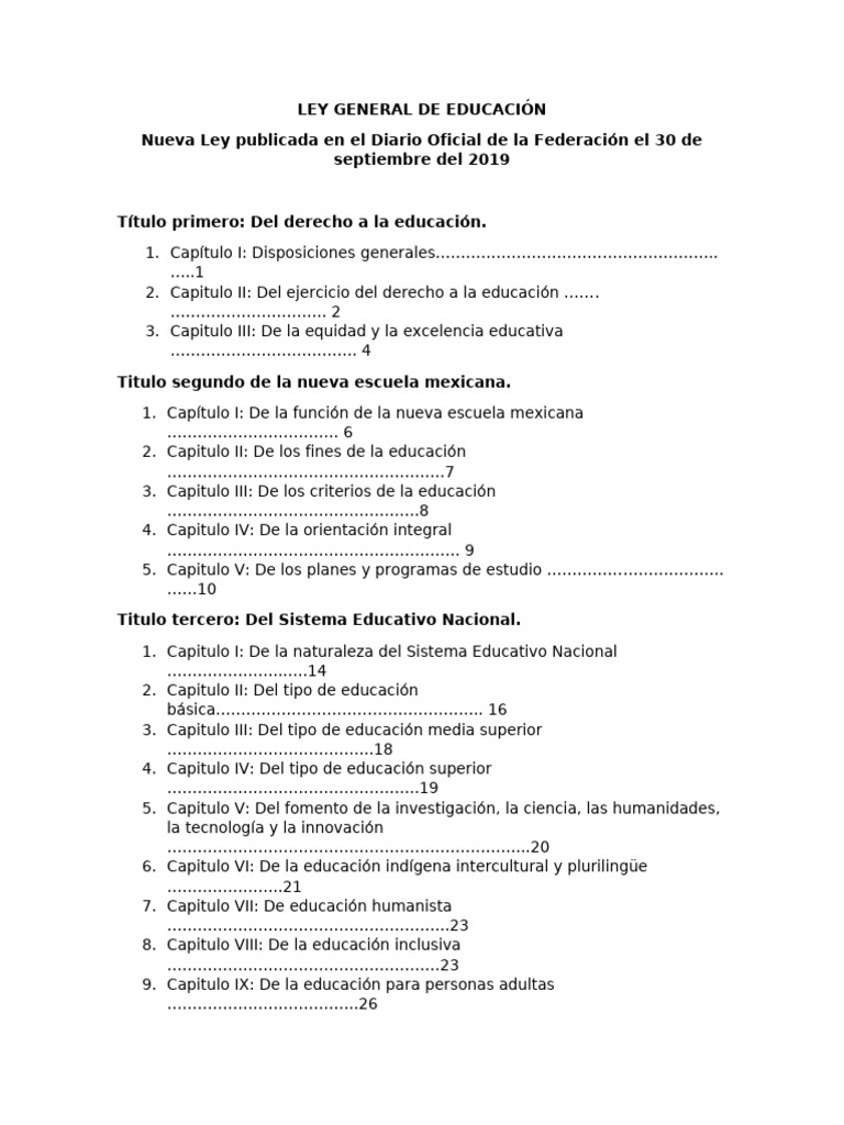 Ley General de Educación en México | PDF