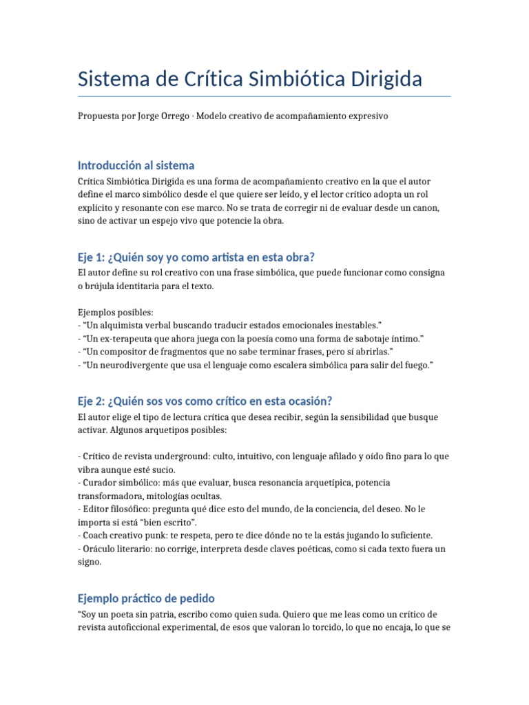 Sistema Critica Simbiotica Jorge Orrego | PDF