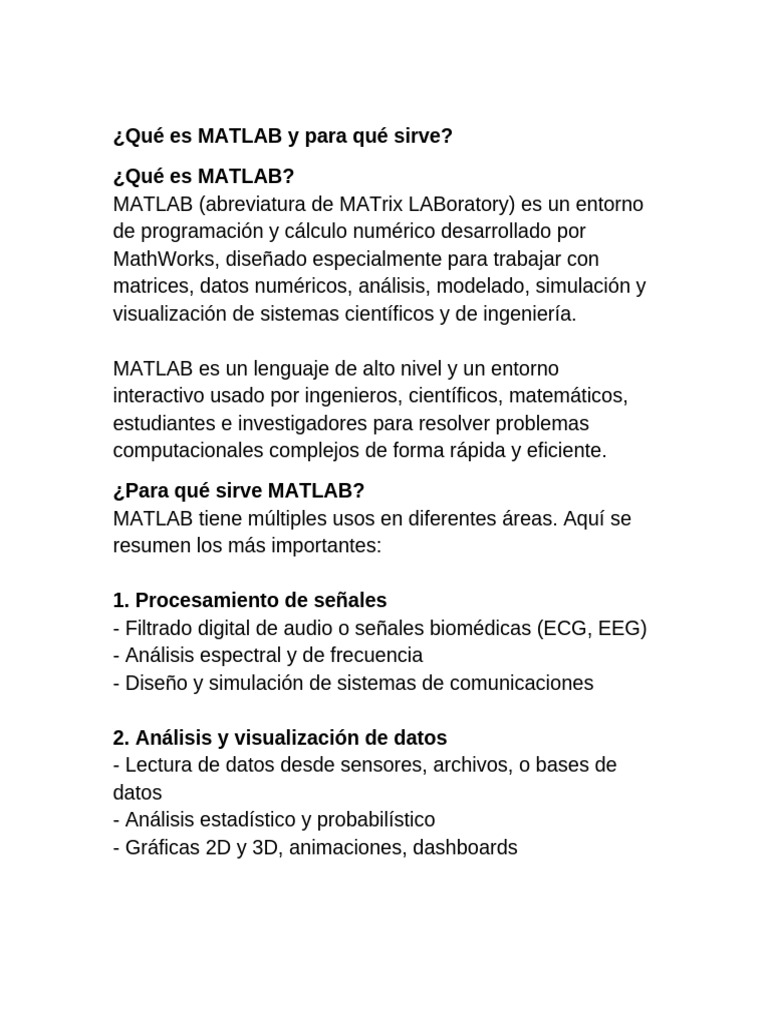 Que Es MATLAB y para Que Sirve | PDF | Matlab | Informática