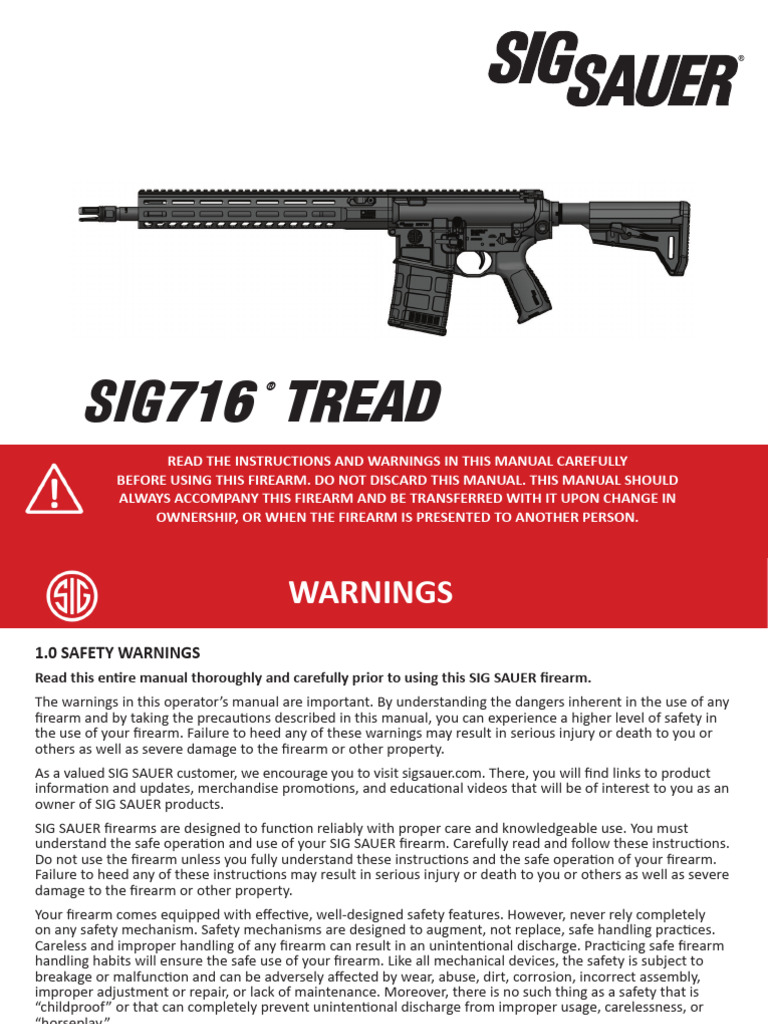 SIG716 Rifle Safety Manual | PDF | Cartridge (Firearms) | Magazine ...
