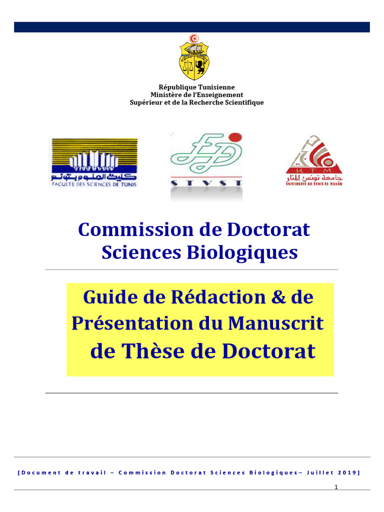 Guide de Rédaction de Thèse en Biologie | PDF | Doctorat | Identifiant ...