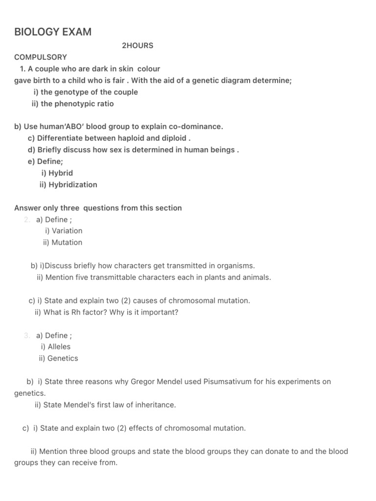 Biology Exam | PDF