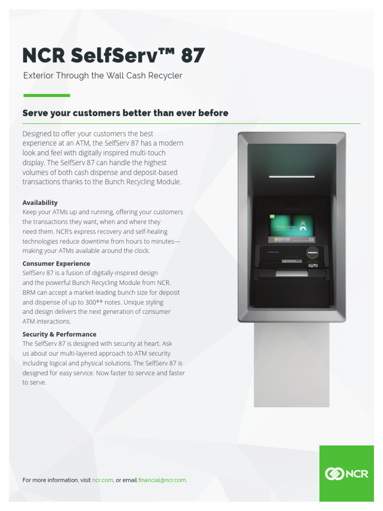 NCR SelfServ 87 ATM Features Overview | PDF | Computer Architecture ...