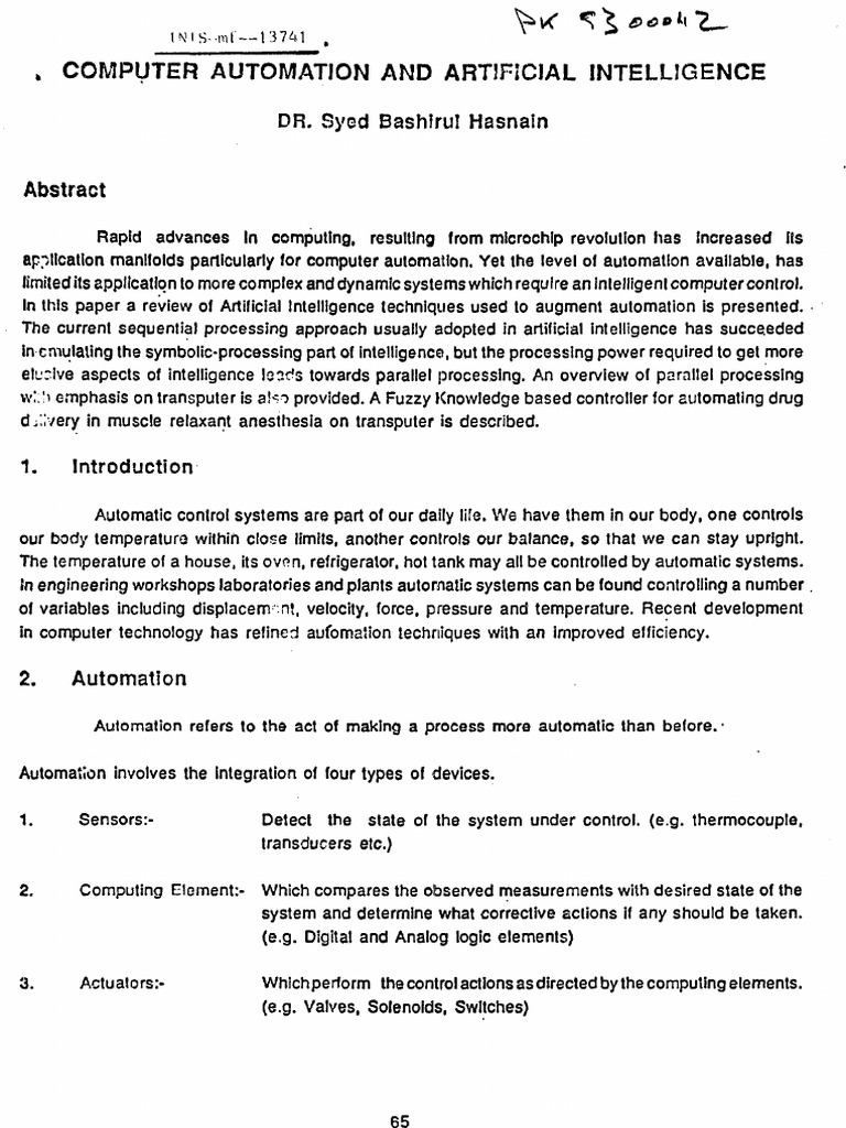 AI Techniques in Computer Automation | PDF | Computer Vision | Automation