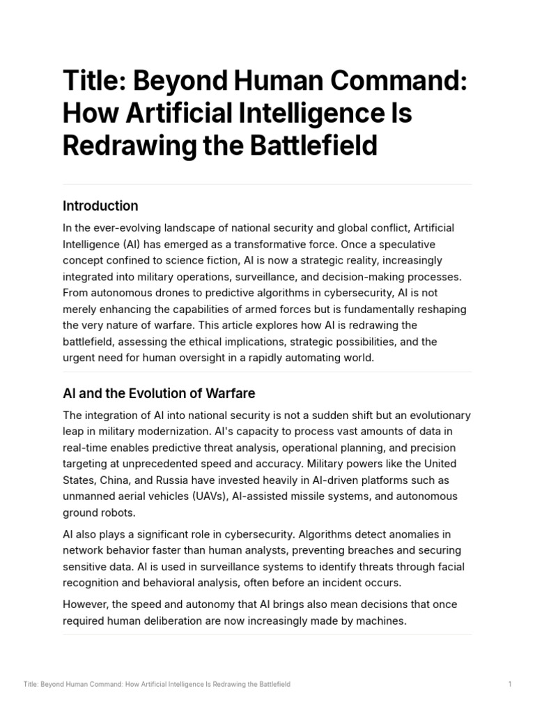 AI's Impact on Modern Warfare Ethics | PDF | Artificial Intelligence ...
