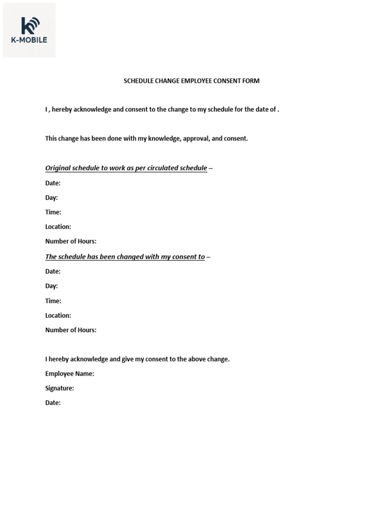 Schedule Change Consent Form | PDF