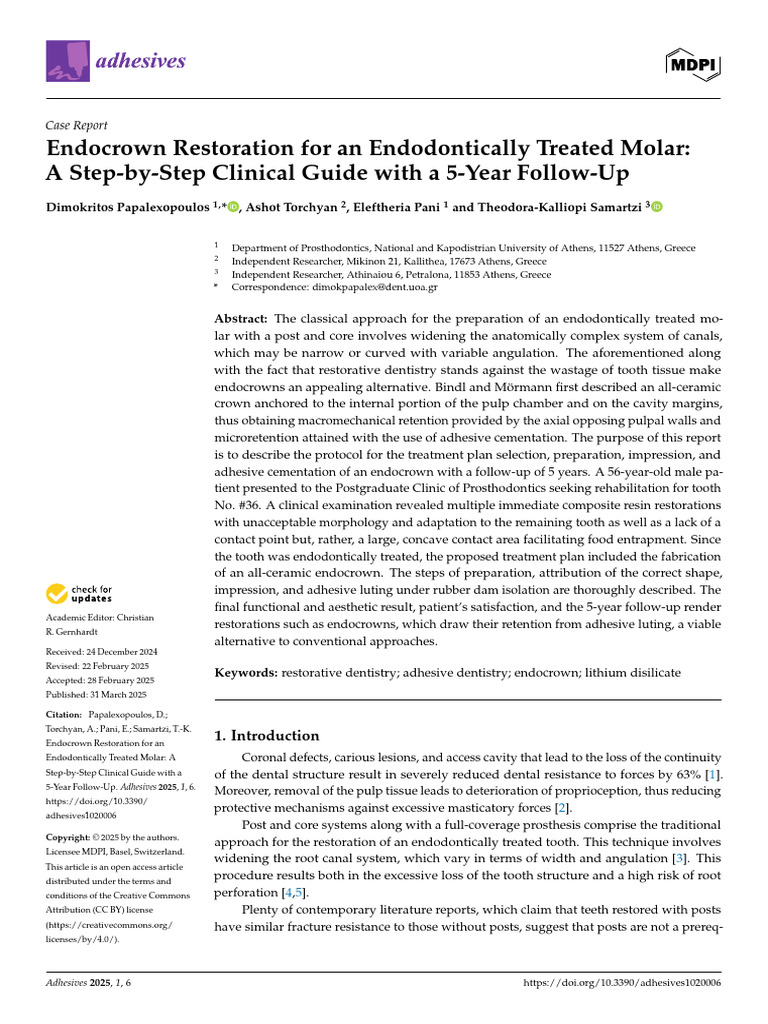 Endocrown Restoration Guide with 5-Year Follow-Up | PDF | Dental ...