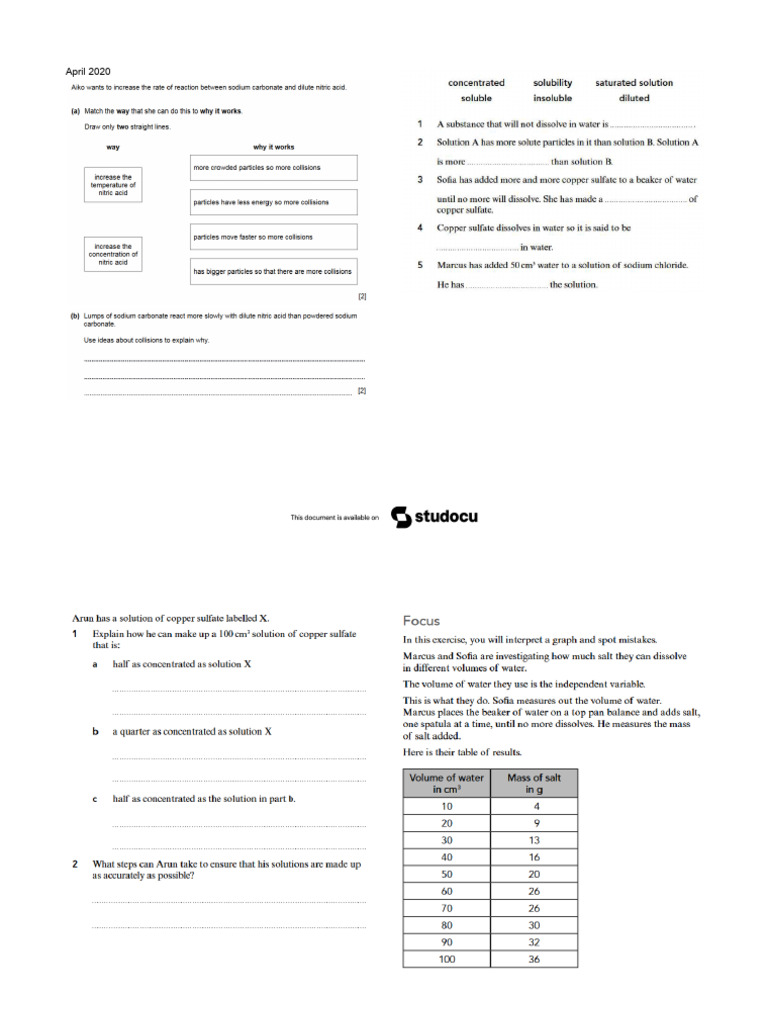 Chapter 2 Year 8 WS - Science WS For Cambridge Checkpoint | PDF