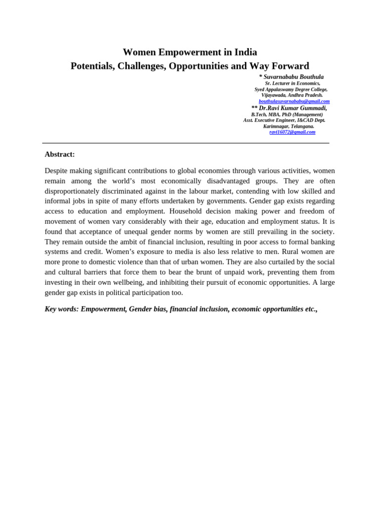 Women Empowerment Challenges in India | PDF | Literacy | Woman