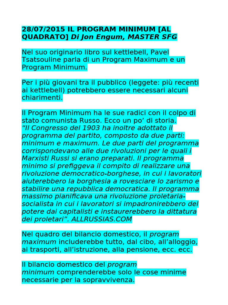 Il Program Minimum (Al Quadrato | PDF