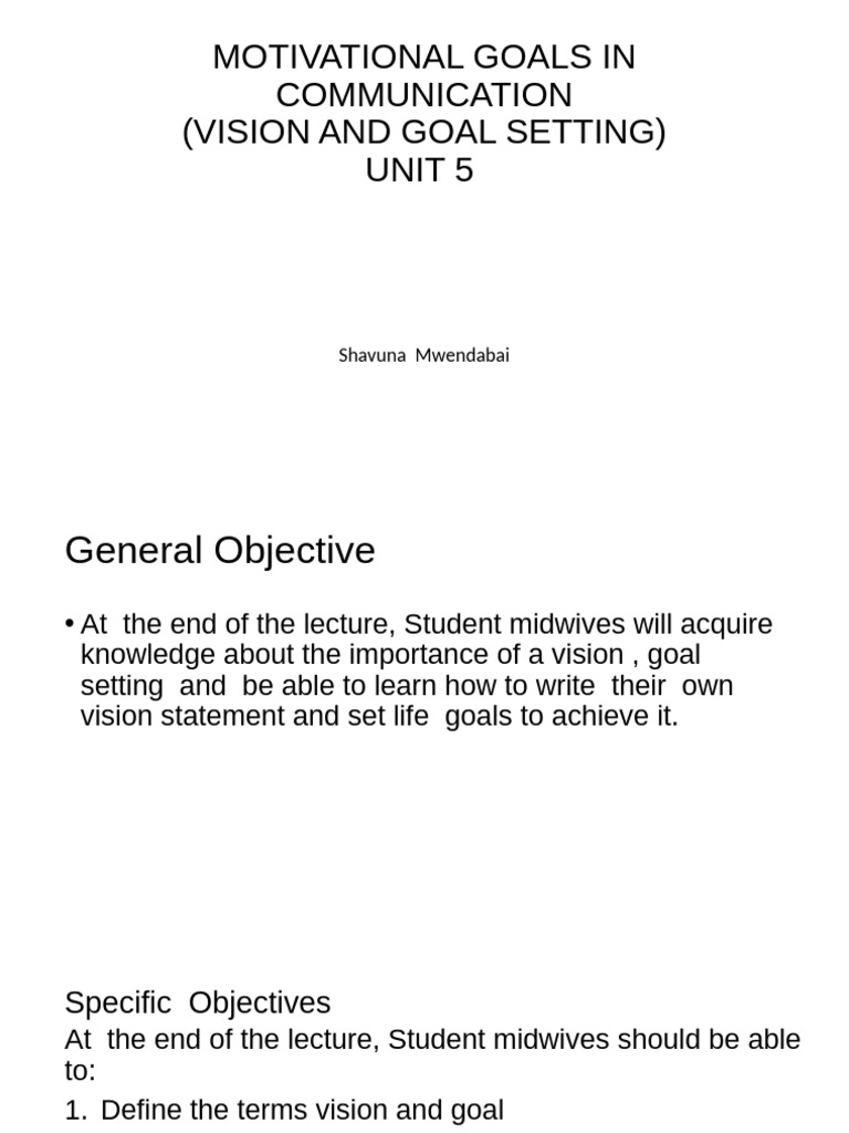 Vision and Goal Setting for Midwives | PDF | Goal | Goal Setting