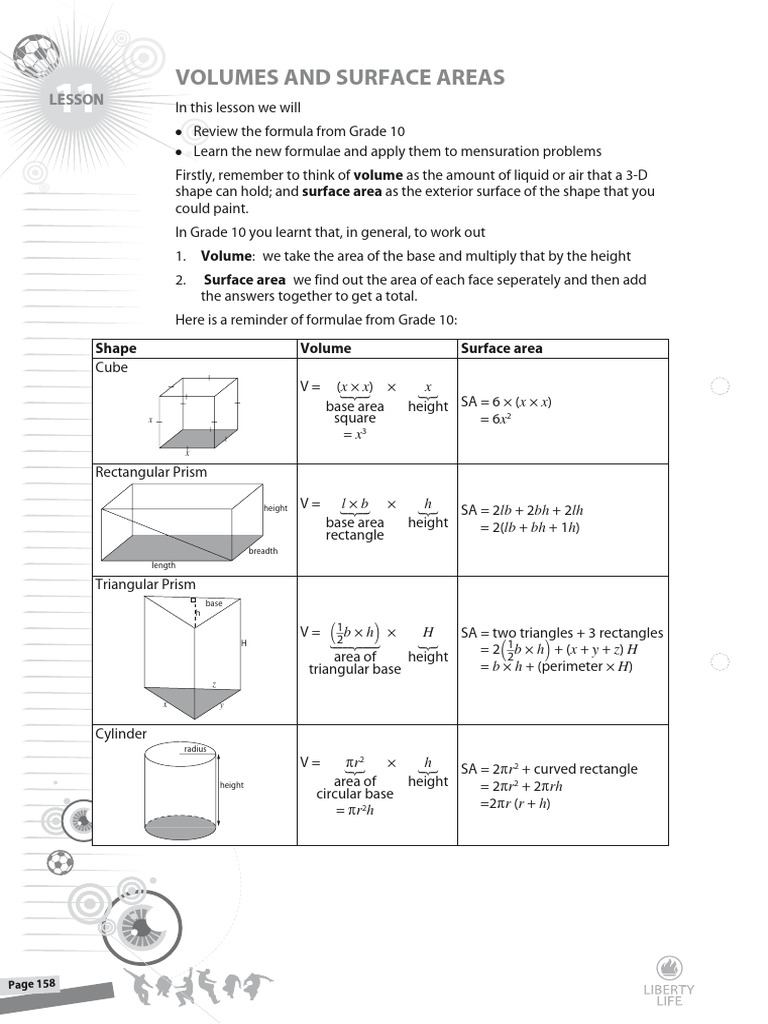 GR 11 L11 Volumes and Areas | PDF | Area | Volume