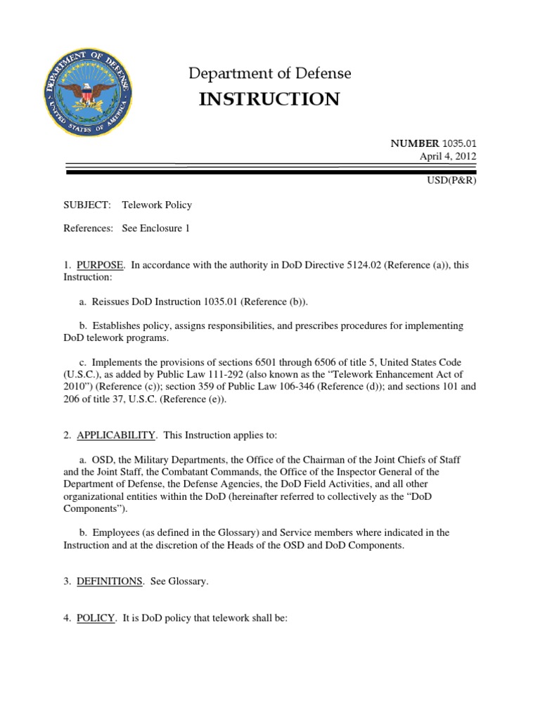 U.S. Department of Defense Telework Policy PDF