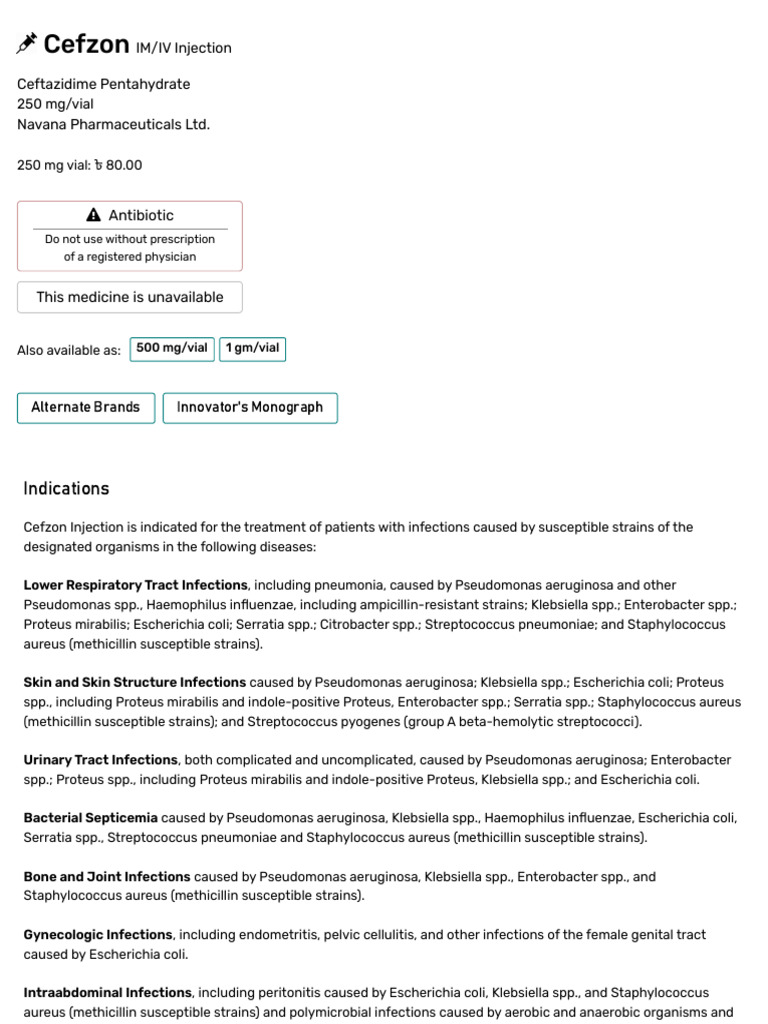 Cefzon Injection: Ceftazidime Overview | PDF | Gram Negative Bacteria ...