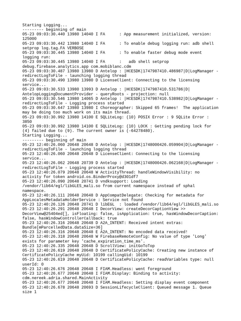 Firebase Logging Initialization Logs | PDF | Cache (Computing) | Java ...