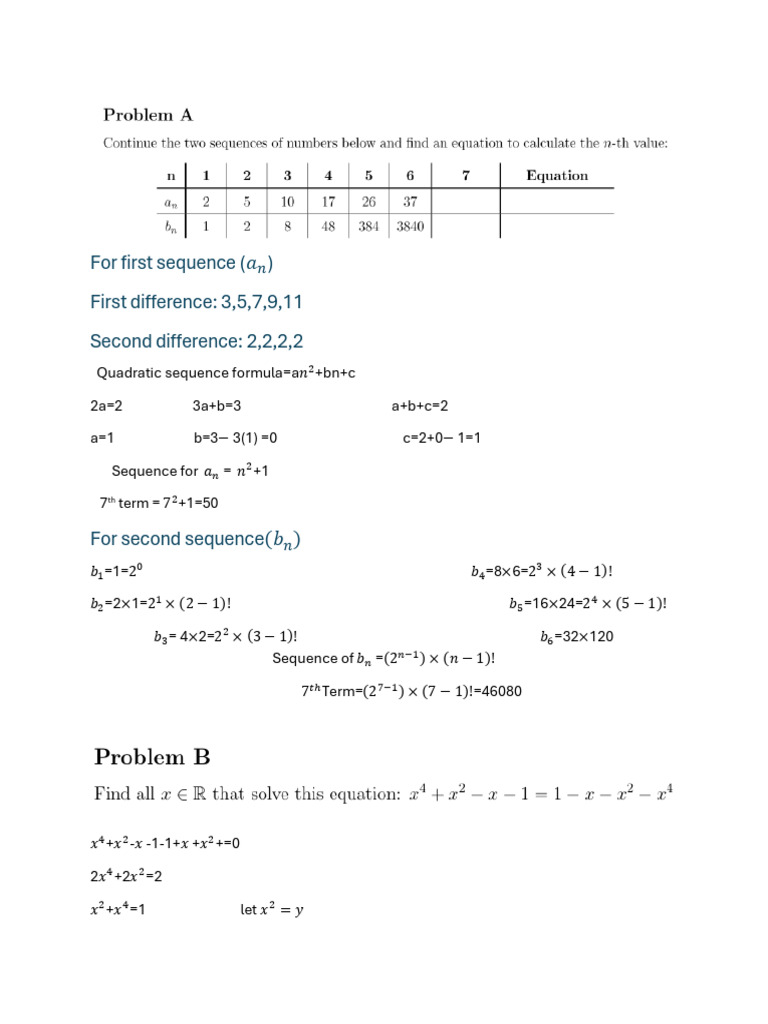 Quadratic and Factorial Sequences Analysis | PDF | Arithmetic | Complex ...