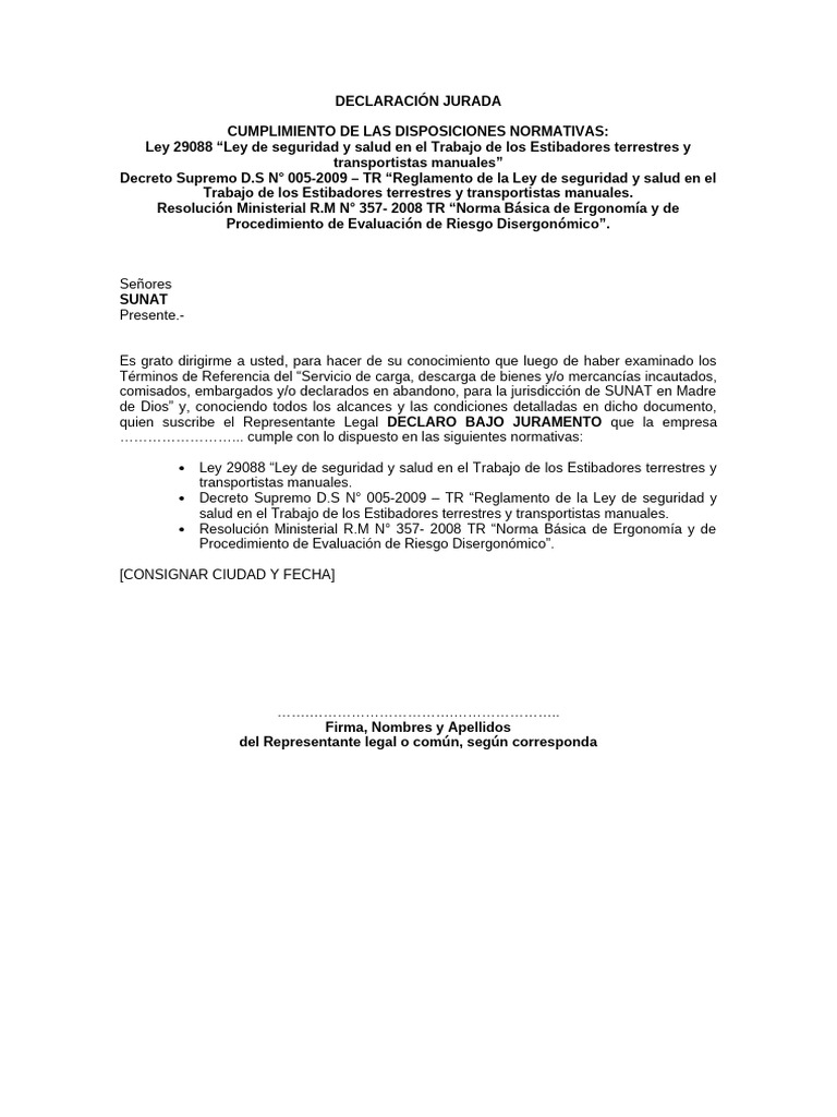 Declaración Jurada de Cumplimiento Normativo | PDF | Justicia | Crimen ...