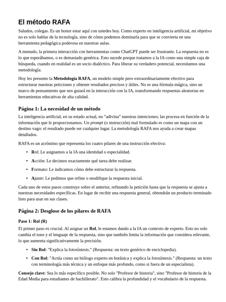 Metodología RAFA para IA en Educación | PDF | Inteligencia artificial ...