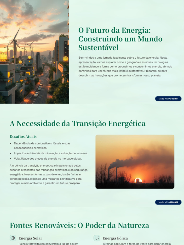 Futuro da Energia: Sustentabilidade e Inovações | PDF | Energia ...