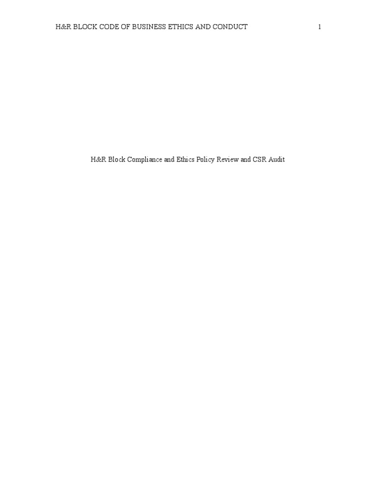 H&RBLOCK | PDF | Business Ethics | Corporate Social Responsibility