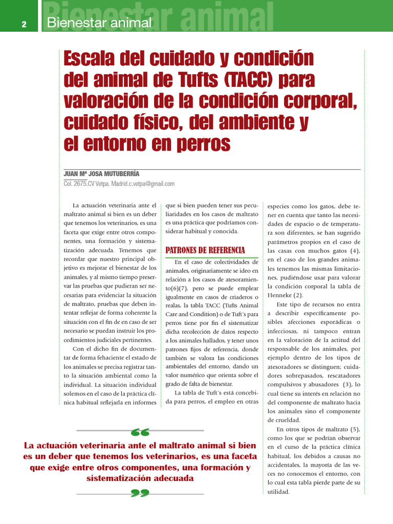 Evaluación del Bienestar Animal en Veterinaria | PDF | Heces | Abuso ...