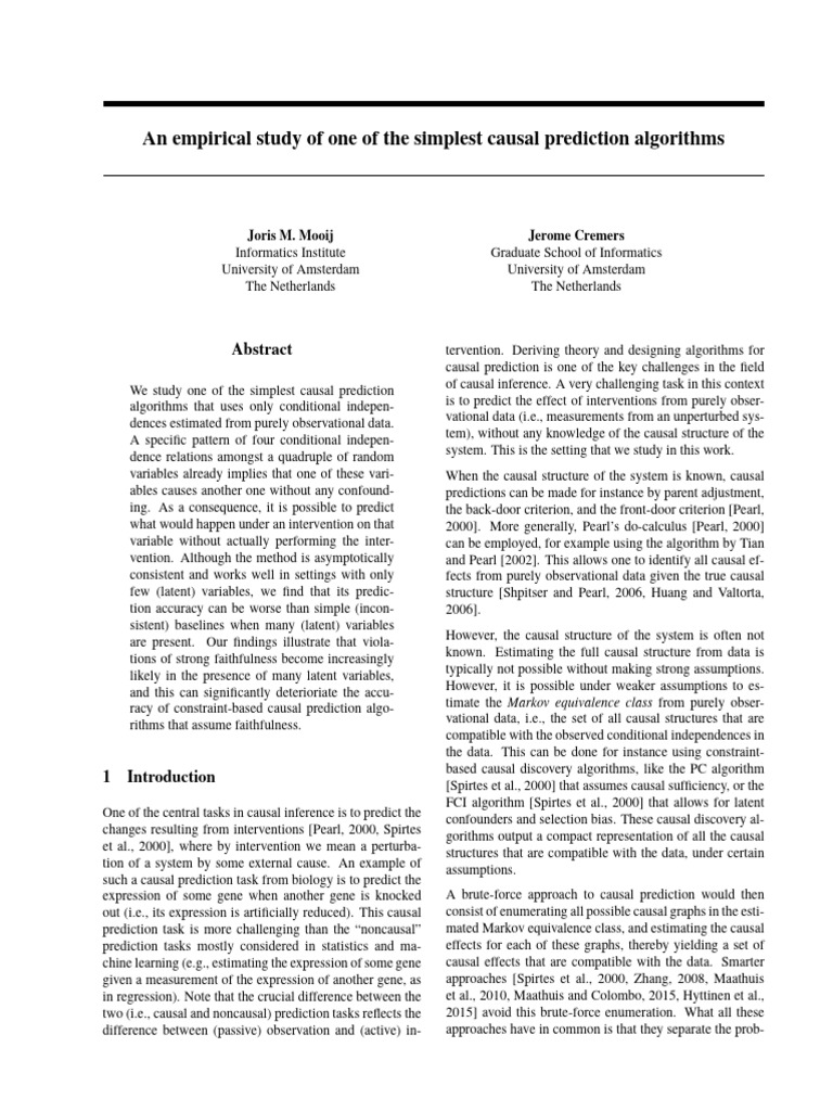 Simple Causal Prediction Algorithm Study | PDF | Causality | Confounding