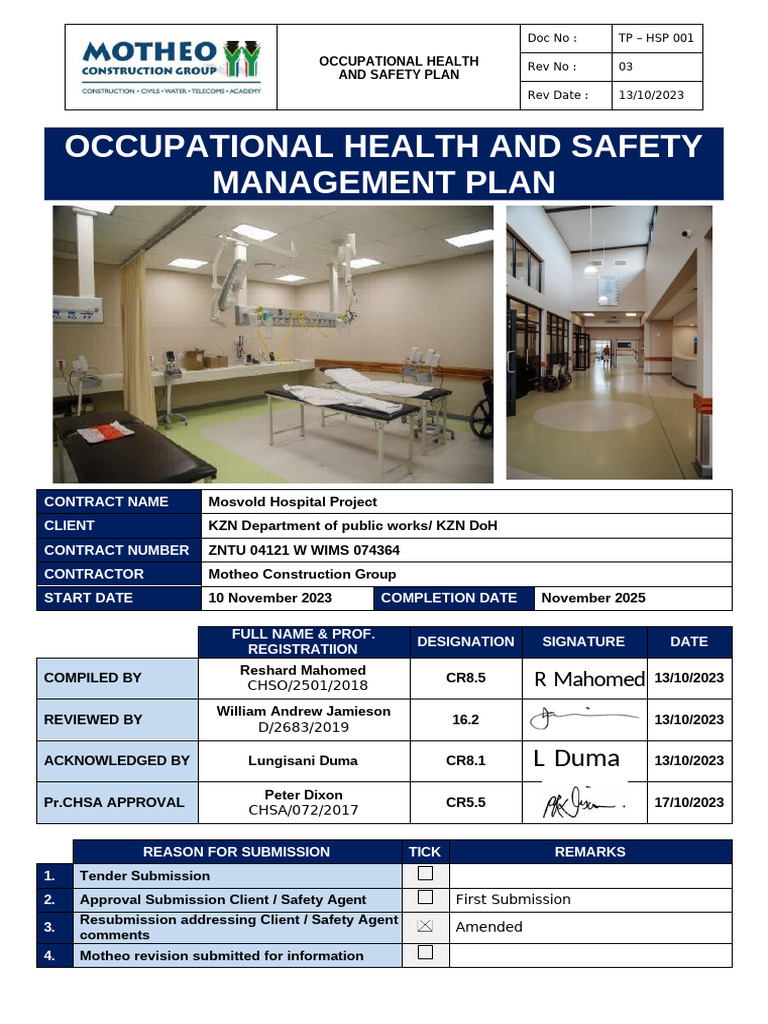 MOTHEO D1 TP - HSP 001 - Signed Heath and Safety Plan Rev03 Mosvold ...