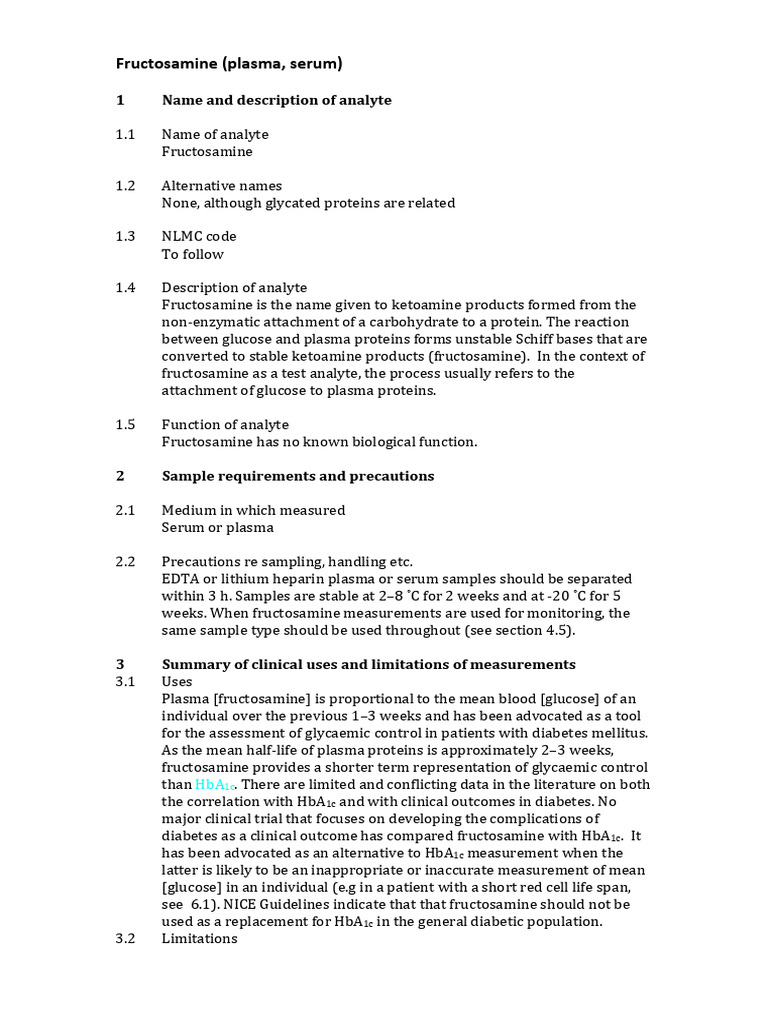 Fructosamine Testing and ICD-10 Code | PDF | Glycated Hemoglobin ...