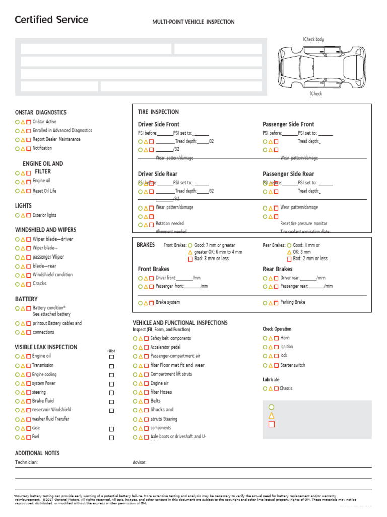 Vehicle Inspection Checklist | PDF | Brake | Tire