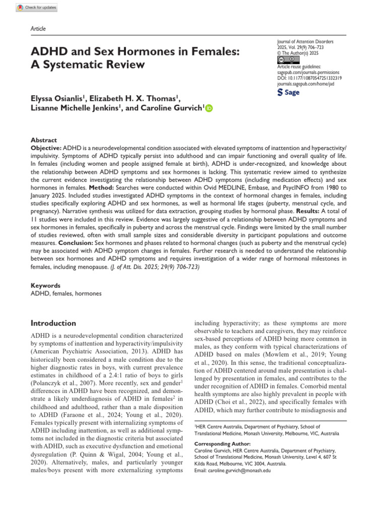 ADHD and Hormonal Influences in Females | PDF | Attention Deficit ...