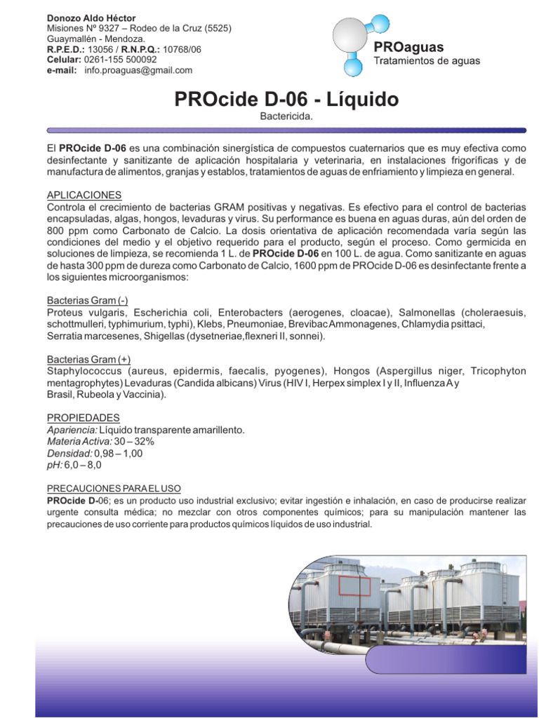 Desinfectante PROcide D-06: Usos y Eficacia | PDF