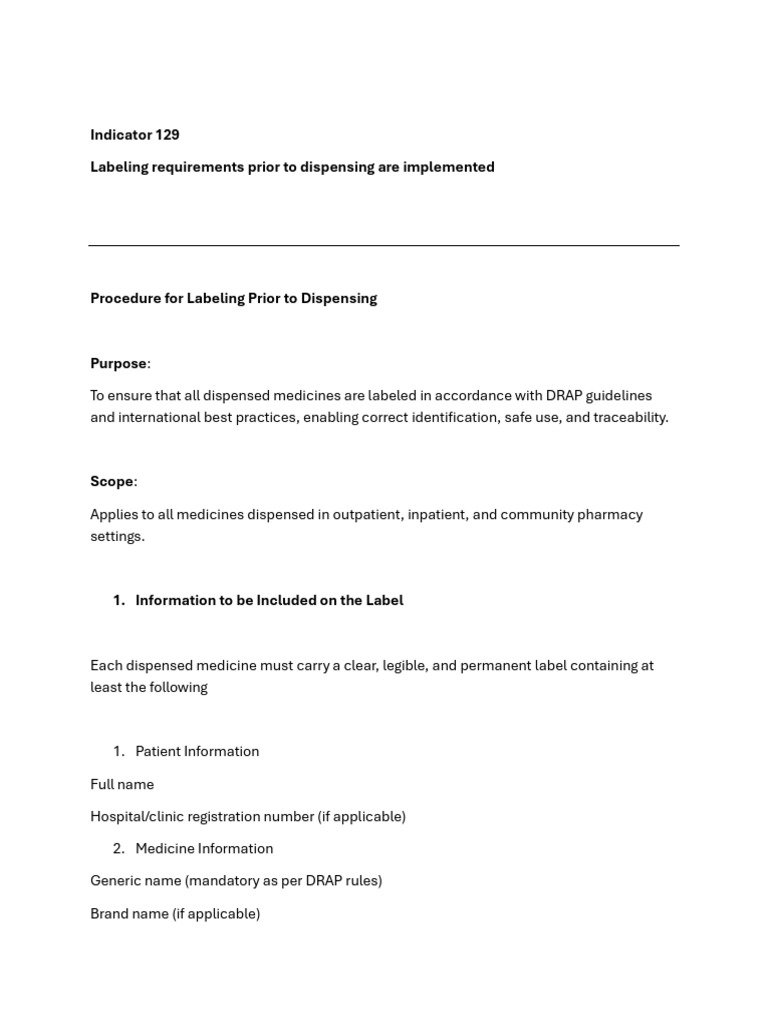 Medicine Labeling Requirements Guide | PDF
