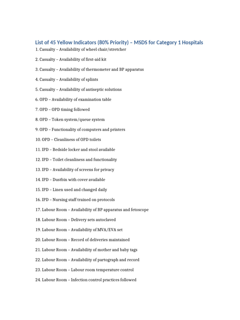 MSDS Yellow Indicators for Hospitals | PDF