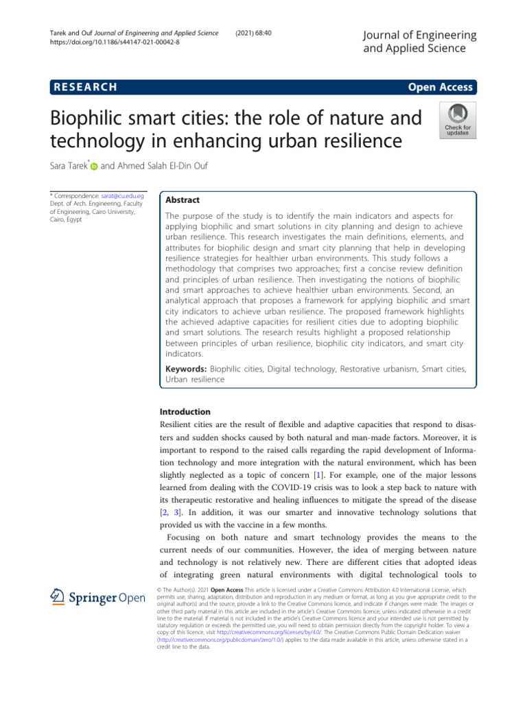 Biophilic Smart Cities for Urban Resilience | PDF | Climate Resilience ...