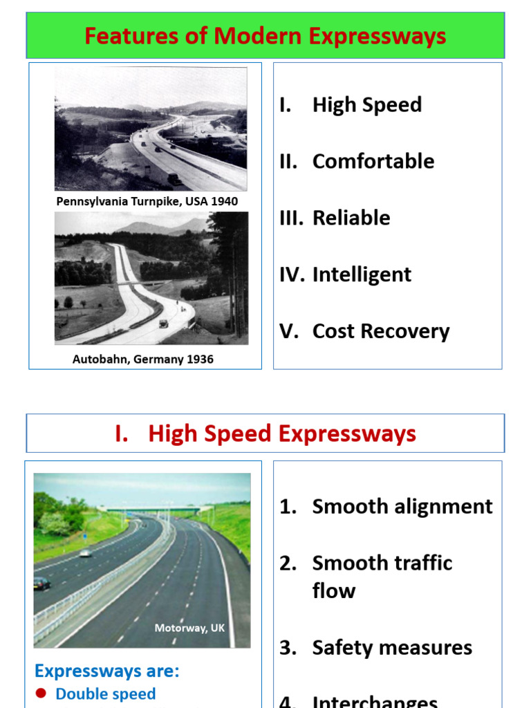 Key Features of Modern Expressways | PDF | Road | Controlled Access Highway