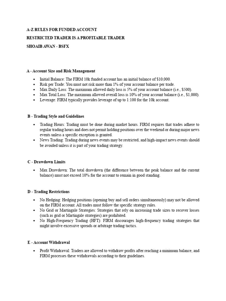 A-Z Rules For Funded Account | PDF | High Frequency Trading | Risk  Management