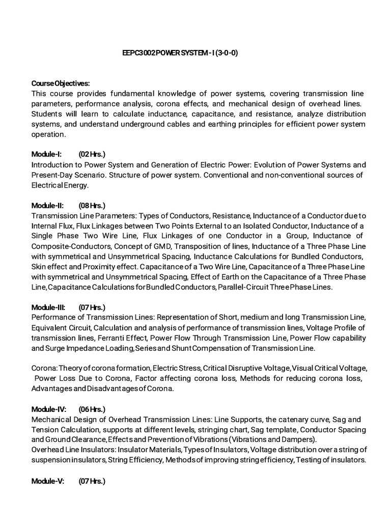 Power System Fundamentals Course Outline | PDF | Electric Power ...
