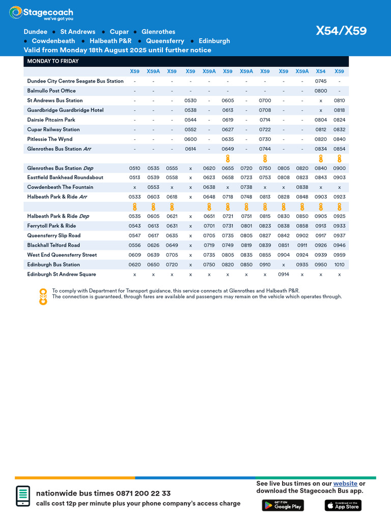 X54/X59 Bus Timetable Overview | PDF | Vehicles | Public Services