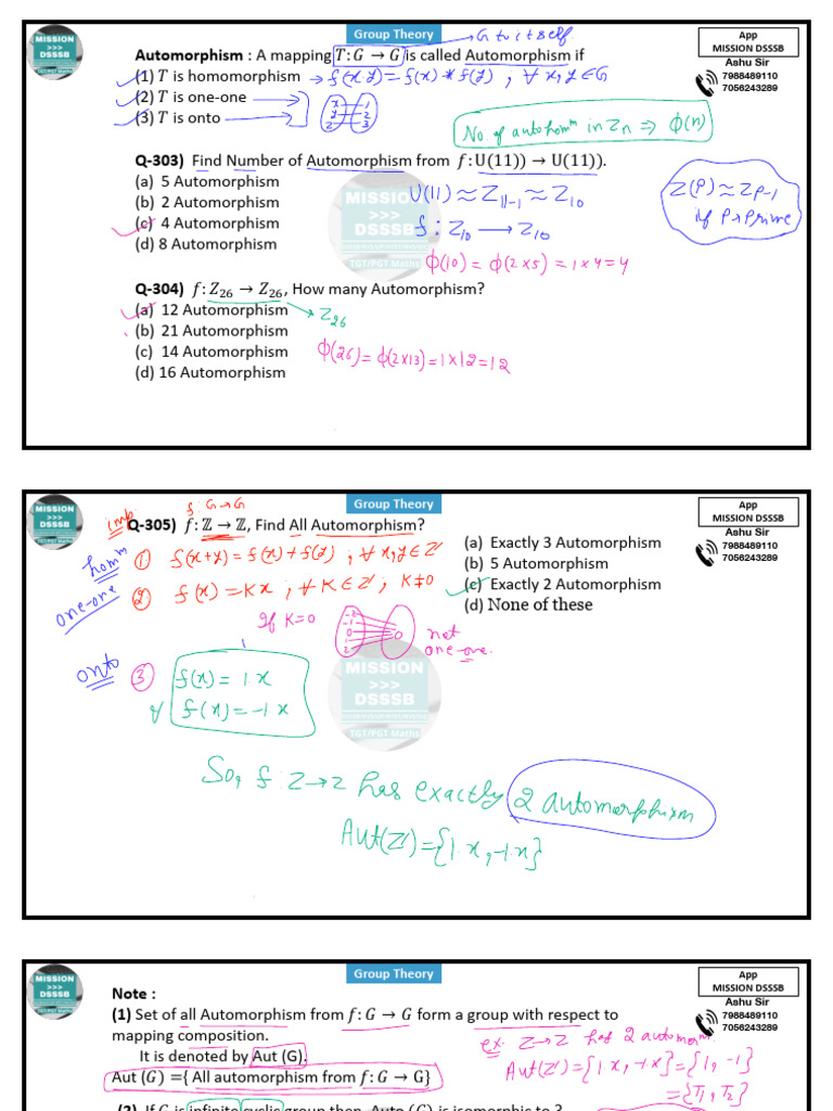 Lec-24 (Automorphism, Inner Automorphism, Q-303 To Q-330) - 55087290 ...