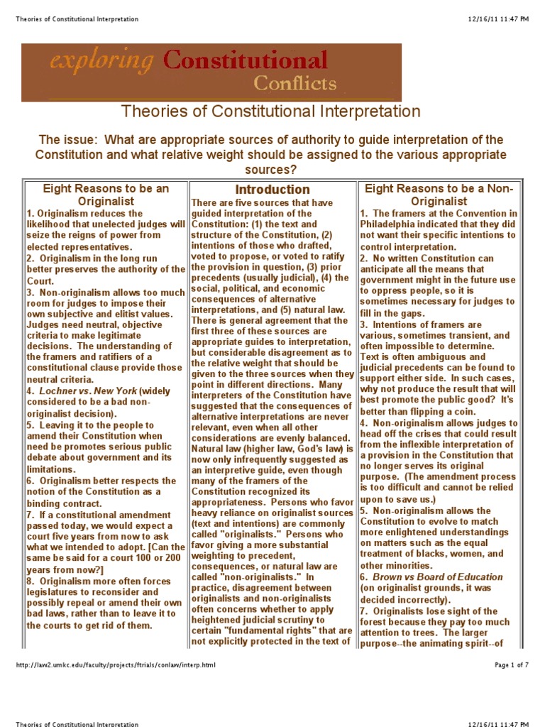 Originalism vs Non-Originalism Debate | PDF | United States ...