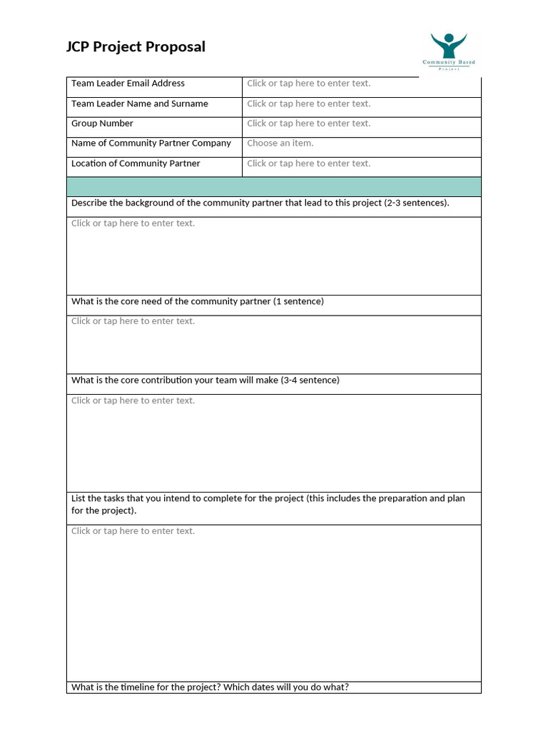 JCP Project Proposal Form | PDF