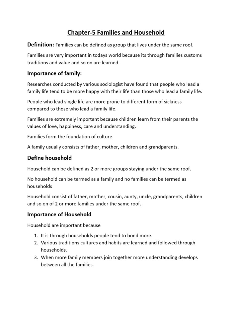 Chapter-5 Families and Household | PDF