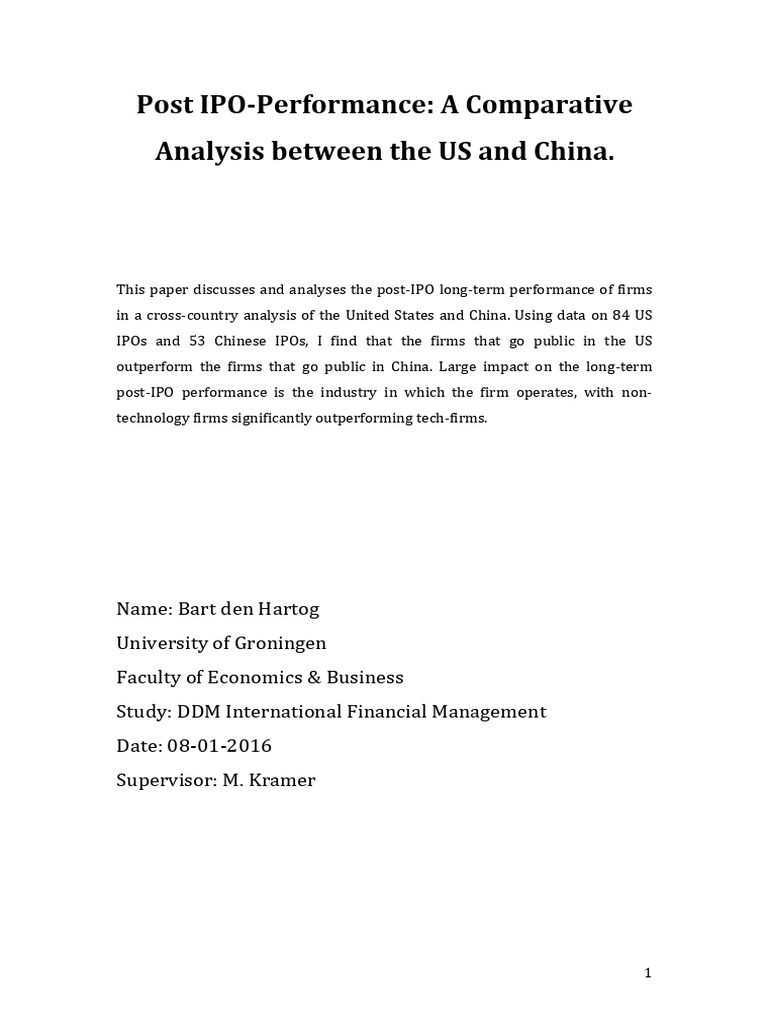 US vs China Post-IPO Performance Analysis | PDF | Corporate Finance ...